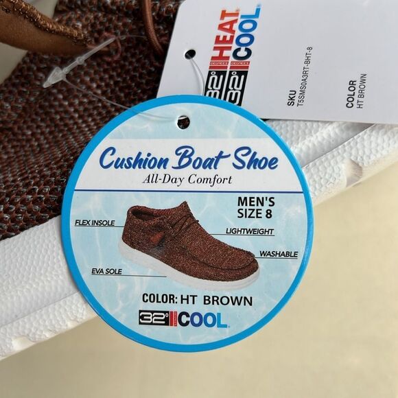 32 Brown Canvas Cusioned Boat shoe Slip-On Loafer - Picture 10 of 13